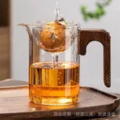 小青柑泡茶壺玻璃公道盃耐高溫傢用過濾花茶紅茶壺耐熱玻璃泡茶壺