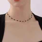 【LEEHER】女生/K金項鍊/串珠項鍊/黑色項鍊/寶石項鍊/疊戴項鍊/哥德風/鎖骨項鍊/細項鍊/韓