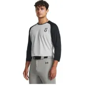 棒球世界UA全新UNDER ARMOUR 男 Utility 棒球七分袖T恤【1379950-011】特價灰黑配色