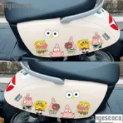 🍒滿199發貨 海綿寶寶派大星汽車遮擋劃痕貼紙電動車摩託車卡通趣味裝飾貼防水
