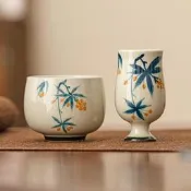 臺灣現貨手繪枇杷個人專用主人杯中式功夫品茗杯陶瓷聞香杯