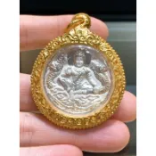 -(下標前請先詢問)瓦瑪哈踏寺 龍婆龍耐 2550 “純銀”日月星雙金龍澤度金 後為旁巴干必打🌟Z50【夢幻佛牌】
