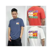 (店+)【TOMMY HILFIGER】Tommy Jeans 背後草寫彩色國旗 復古水洗 短袖上衣 短袖 短T