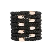 (店+)【L. ERICKSON】美國 L. Erickson 彈力髮圈-黑色玫瑰金釦 粗款髮圈 原裝8入 名牌髮圈