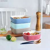 思樂小舖 飯盒陶瓷帶蓋微波爐專用分格密封保溫分隔餐盒便當盒可上班族日式 陶瓷飯盒 女 上班族 帶飯 分格型 微波爐