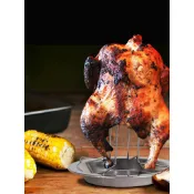 🔥優品🔥戶外木炭烤雞架BBQ燒烤爐套裝摺疊便攜叉雞架工具不粘烤雞盤加厚jdrbzqk