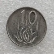 Y(滿299出貨）南非1975年10分 非洲外國硬幣錢幣收藏 多肉 品相如圖  材質：鎳 直徑：29.7mm 重量：4g