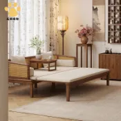 免運可開發票!實木羅漢床新中式白蠟木現代簡約客廳小戶型藤編沙發床榻睡塌WW927