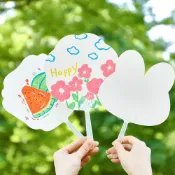 空白diy扇子小學生夏季手工藝活動繪圖小禮物幼兒園兒童手持小扇子獎勵紀念品繪畫塗鴉手作美勞創意活動