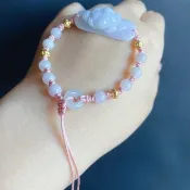 孤品 天然緬甸玉翡翠-紫底蓮花手牌 設計款 手鍊 生日 禮物