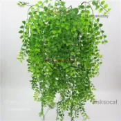 仿真綠植#人造植物 3叉桃心葉藤蔓 假懸掛常春藤裝飾 塑膠綠化牆藤條壁掛葉