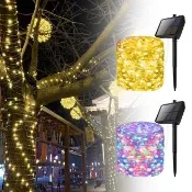 【QLZHS】戶外防水滿天星LED燈串 20米200燈 太陽能充電氛圍燈 裝飾燈串 銅線燈(聖誕/求婚/派對佈置)