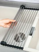 協貿國際日用品生活館 廚房水槽可折疊瀝水架水池置物架洗碗池放碗筷瀝干卷簾折疊瀝水籃