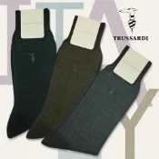 【日本進口】TRUSSARDI 時髦方格點視覺特色紋紳士襪(中/半統)