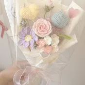 精品玫瑰 勿忘我 大波斯菊 胖胖鬱金香 愛心 花束