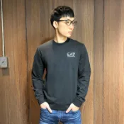 美國百分百【全新真品】Emporio Armani 長袖T恤 EA7 運動 長T 棉 logo 黑色 M L號 AN07