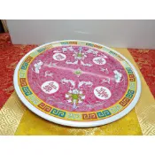 A304【12英吋 萬壽無疆 紅色 美耐皿盤】宴王  點心盤 大菜 壽桃塔 麵線塔 牲禮盤 水果盤 盤子 腳架 皆可使用