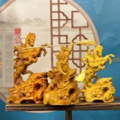 🔥臺灣出貨🔥關聖帝君 關公 武財神 關公神像 關公擺件 天官武財神 擺件 黃楊木鵰關公騎馬關羽武財神客廳傢居傢用桌麵