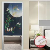 巴芙洛家居生活館 長門簾 月下的兔子家族門簾-85x150cm(買就送門簾桿)