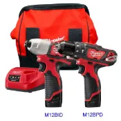 胖達人五金 美國 美沃奇 Milwaukee M12 BPP2B-202B(12V鋰電震動電鑽+衝擊起子機雙主機套裝組)