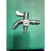 不鏽鋼單把手雙口長栓 1/2 洗衣機水龍頭