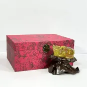 (店+)【御古齋】一級透料 天然 黃水晶 精雕龍龜 財富之石 正財偏財 衣錦榮歸 避邪鎮宅 風水開運擺件 附座 051304