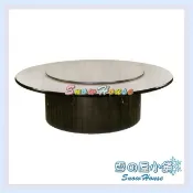 6尺圓豪華型白碎石圓餐桌(含3.5尺轉盤/纖維板美耐板面/木心板腳/DIY自組 雪之屋高雄門市X468-08