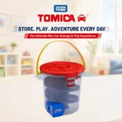 二手玩具 正版TAKARA TOMY Tomica World 小汽車收納桶 軌道玩具收藏組