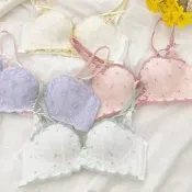EFP大美人-2024春♡新款浪漫蕾絲小胸顯大無鋼圈收副乳性感上托調整型內衣禮物套裝~玫粉綠黃紫70A~85B