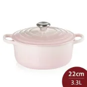Le Creuset 琺瑯鑄鐵圓鍋 22cm 3.3L 貝殼粉 法國製 湯鍋 燉鍋 (電磁爐 IH爐可用)
