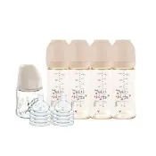 【Haenim】全能成長PPSU奶瓶旗艦組(PPSU奶瓶250ml*4+玻璃奶瓶240ml*1+玻璃奶瓶120ml*1+矽膠奶嘴M*8+L*8)