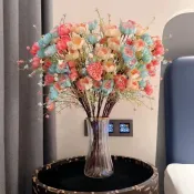 優選🏆  輕奢高檔模擬花擺設杜鵑花假花客廳餐桌裝飾花束花藝插花家居擺飾