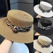 【巴黎精品】渡假草帽高級法式遮陽帽名媛防曬帽禮帽草編帽子(休閒英倫風平頂女帽子4色n1kl15)