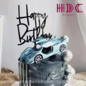 送汽車插件字牌】兒童跑車99插件滿蛋糕一枚擺件道具隨機生日快樂插牌豪華裝飾烘焙【 J719