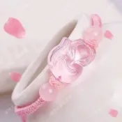 🙏🏻紫南宮過爐 開光🙏🏻 粉晶狐狸手工單圈手鍊女狐仙姻緣桃花旺水晶手串飾品禮物 轉運戒指 招桃花 戒指 香爐 手鏈