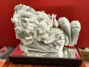 *一緣堂*東北岫玉白菜大擺財擺飾，長29cmx寬13cmx高24cm(含底座尺寸，附鏡面底座)，僅此—結緣品，出清俗俗賣