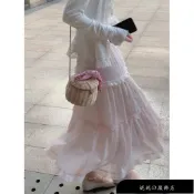 【免運】裙子 半身裙 日係甜美小清新少女蝴蝶結高腰顯瘦大裙擺半身裙僊女長裙