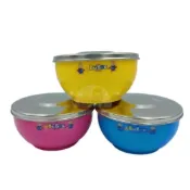 (店+)【三光牌】(3色碗+3鋼蓋+3湯匙) 豆豆316不銹鋼隔熱兒童碗Y-225SS(330cc)