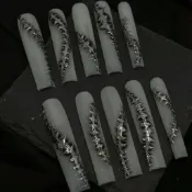 🐻喜糯糯克羅心🐻哥特風暗黑穿戴甲可拆卸指甲透白骨刺墨鏡粉超酷辣妹修飾手型 克羅心穿戴甲