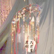 熱賣🥇免開發票🥇道詭異仙坐忘道李火旺cos紅線銅錢黑斗笠六芒星lolita古風面簾帽