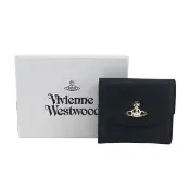 【Vivienne Westwood】經典防刮二折短夾-黑/金
