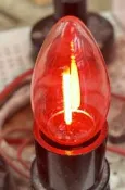 E12 LED C7燈絲型紅光1W小燈泡110V(神桌燈)