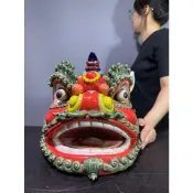 【阿一藝品】早期廣東 石灣陶【舞獅】名師手製【落款】值得收藏 居家裝飾 石灣陶擺件 X68
