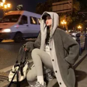 ZUCA”S - 韓版連帽寬鬆外套 大衣 毛衣 長版外套 女裝 保暖外套  連帽外套 冬天外套 - J-38