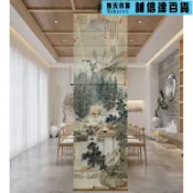 樂購優品百貨 屏風 半透雙面透景屏風紗中式捲簾隔斷簾掛簾水墨窗簾紗簾透光