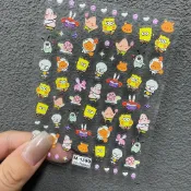 甜柚｜美甲浮雕貼紙卡通動畫兒童海綿寶寶派大星可愛少女心指甲裝飾貼花