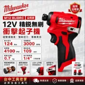 台中工具老爹 milwaukee M12 BLIDRC 12v無碳刷衝擊起子機 FID FID2 BLIDRC-202B