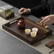 🔥台灣熱銷🔥 🚀臺灣出🚀託盤日式茶託家用長方形杯託木質燒烤盤水果盤竹託盤烘焙盤木盤子 TOLK T111