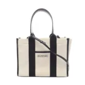 【DOKODEMO】【二手】BALENCIAGA世家 (Balenciaga) 五金托特包 S 2WAY 手提包 671402 象牙白/黑色帆布皮革五金小號兩用手提包（女士款）