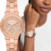 【Michael Kors】MK Billie 時尚三眼計時女錶-玫瑰金/37mm 送禮 禮物 推薦(MK7604)